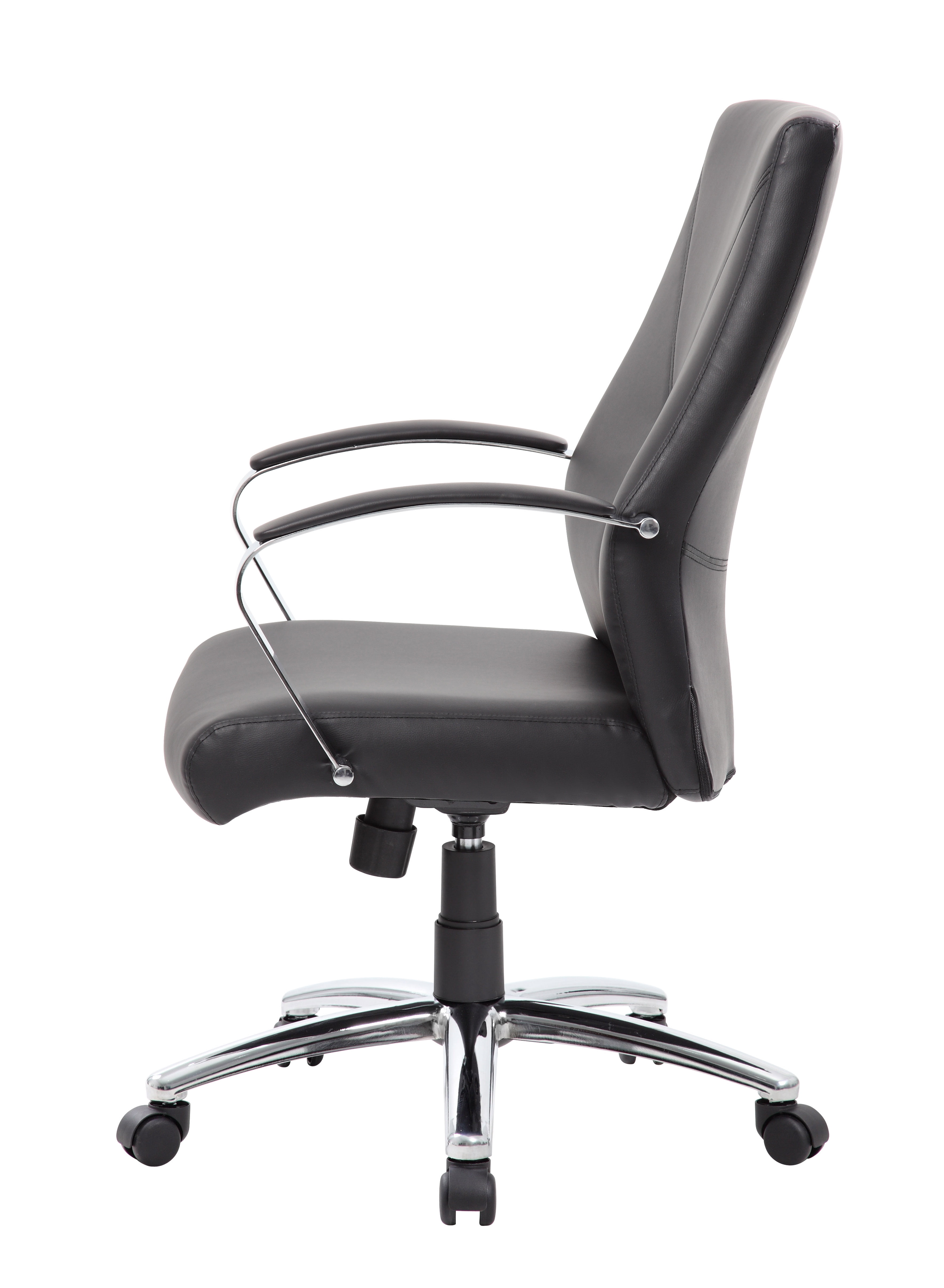 Boss Office Products LeatherPlus Home Office Adjustable Executive Chair with Casters, Black