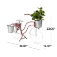 thumbnail image 5 of DecMode 31" x 15" x 23" Red Metal Bike Plantstand with Basket and Saddle Bag Planters, 5 of 11