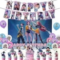 thumbnail image 2 of Kpop Demon Hunters Birthday Theme Party Decorations Banner Cake Balloons For Kid, 2 of 5
