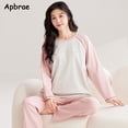 thumbnail image 5 of Pijamas de algodón para mujer, Otoño Invierno, mangas largas, pantalones largos, cárdigan con cuello redondo, ropa de dormir Kawaii para mujer, ropa de descanso, 5 of 5