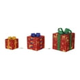 thumbnail image 3 of 3 Pieces Christmas Light Up Gift Boxes, Handmade, Lightweight, 3 Different Sizes B, 3 of 9