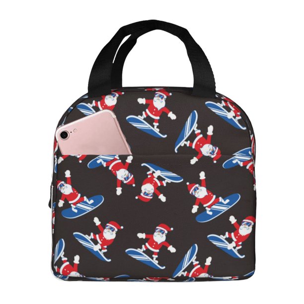 Easygdp Surfing Santa Bolsa Térmica Premium - Tela Oxford Impermeable, Gran Capacidad, Bolsillo Frontal, Unisex para Trabajo, Escuela, Actividades al Aire Libre y Picnics