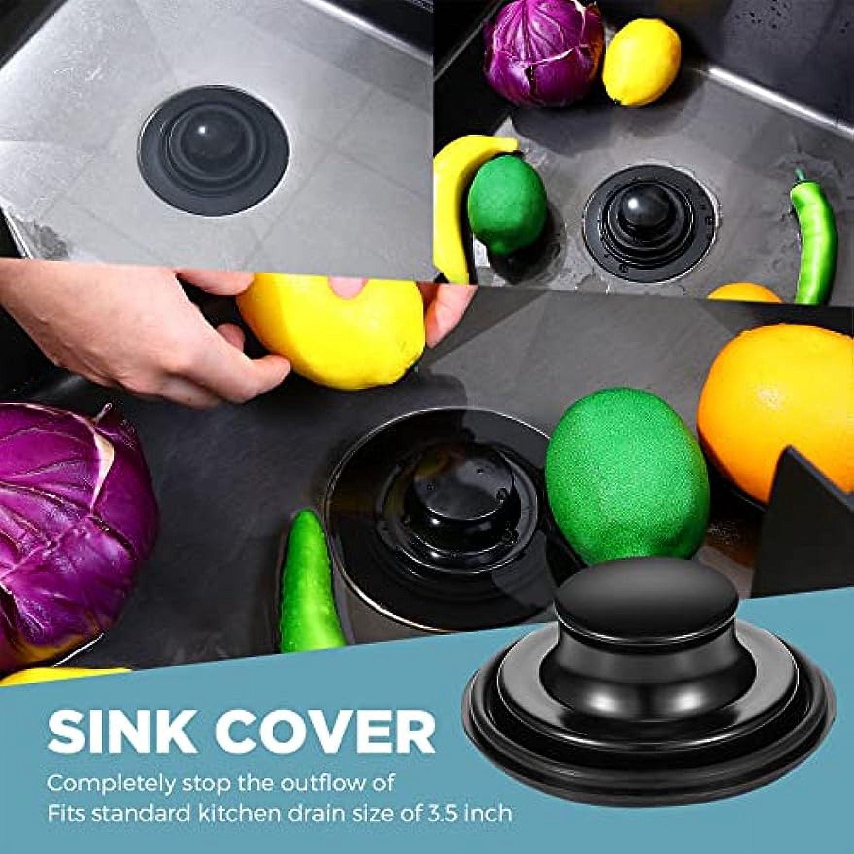 3pcs Kitchen Sink Stopper Filter Garbage Disposal Stopper, Stainless Steel Universal Anti-Clog Kitchen Sink Strainer Sieve Basket Filter, Wide Brim For Kitchen Sink Drain (Black)