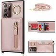 thumbnail image 5 of Samsung Galaxy Note 20 Ultra 5G Phone Case for Women with Card Holder,Note 20 Ultra Case Wallet Crossbody Lanyard with Strap,Credit Card Slots Kickstand Case with Ring Holder,6.9 Inch,Rosegold, 5 of 14