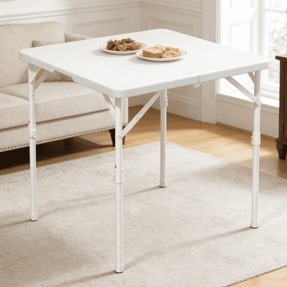 OROFULL 34" Square Folding Table, Heavy Duty Foldable Portable Table for Indoor Outdoor Party Wedding Camping Office, White