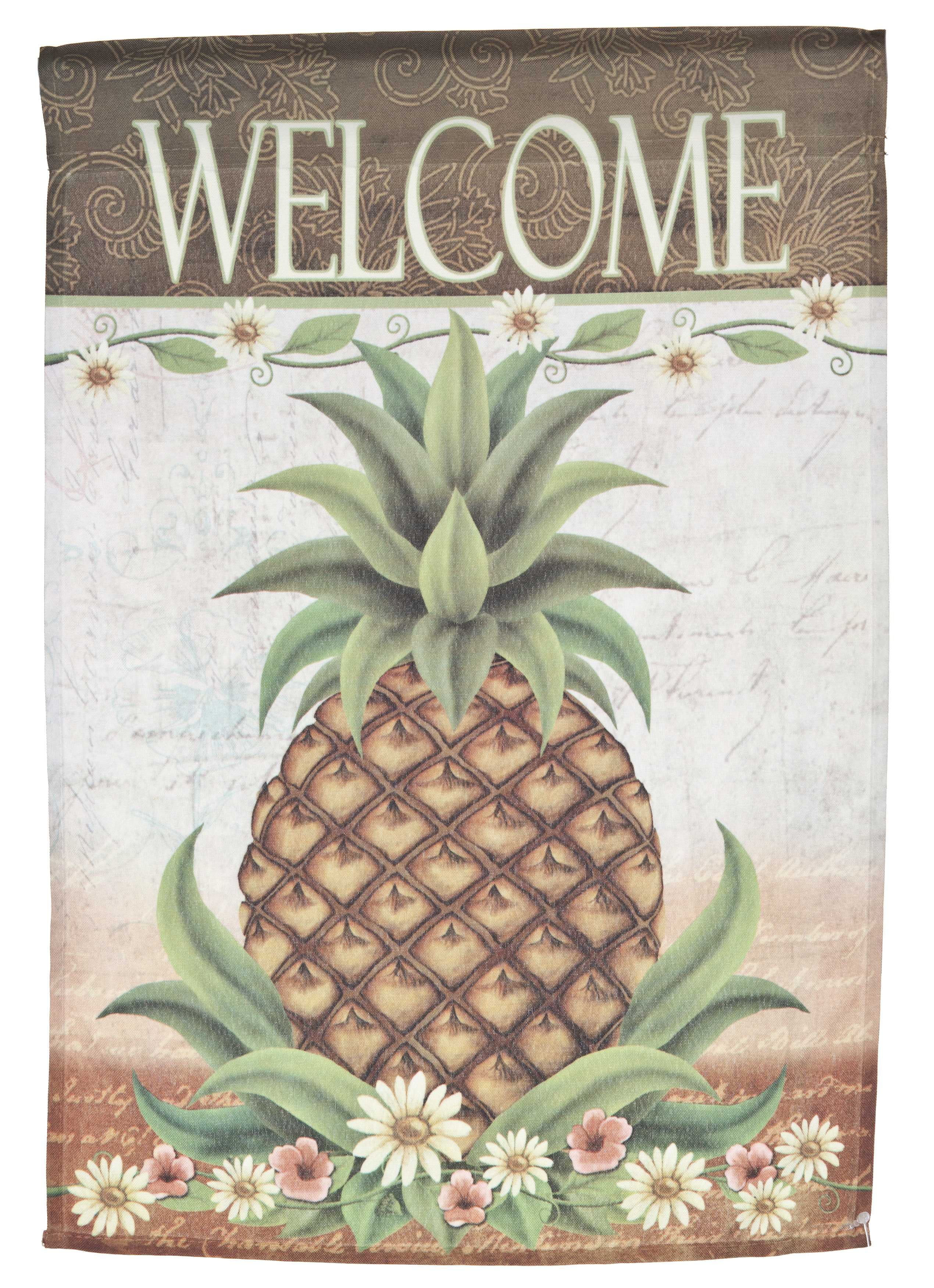Pineapple Welcome Lawn Flag by Garden Accents (12 x 18 Inch) by