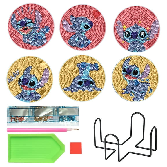 6pcs DIY Diamond Painting Coaster Kit with Dinosaur Design, Includes Stand The Perfect Choice for Home Decor and Gifting