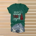 thumbnail image 4 of Women Christmas V Neck Shirts Funny Xmas Tree Graphic Short Sleeve Tee Tops Holiday Casual Trendy Relaxed Fit Blouses, 4 of 5