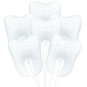 6 Pieces White CORNET Tooth Foil Balloons Decorations, 22 Dental Balloons for Graduation, Tooth Fairy Parties, Dentist Office Decor, Kids First Tooth Celebrations, and Birthday Party Supplies