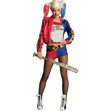 Women's Deluxe Harley Quinn Suicide Squad Villain Costume Bundle Small