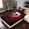 thumbnail image 2 of Manfei Soccer Sports Twin Fitted Sheet, Neon Lightning Bedding, Teal Crack Glow 2 Pieces, 1 Fitted Sheet and 1 Pillowcase, 2 of 6