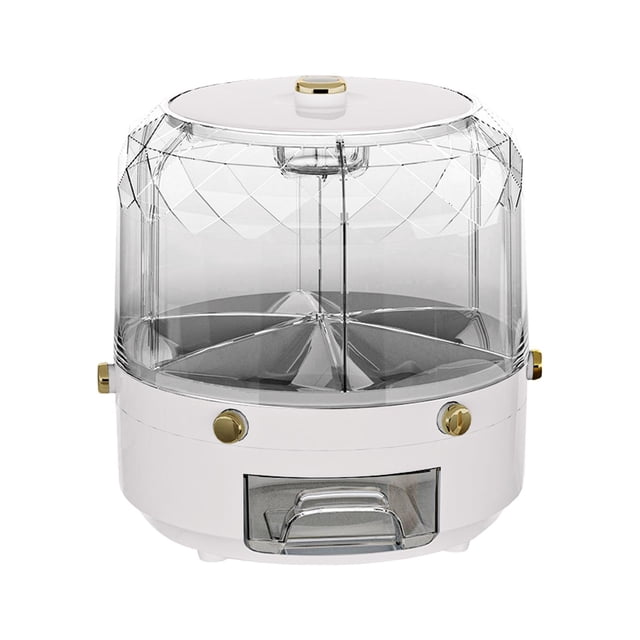 Dispensador de cereales giratorio de 360 grados, contenedor organizador de 6 compartimentos, almacenamiento de alimentos Blanco
