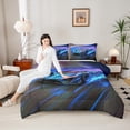 thumbnail image 4 of Castle Fairy Racing Car Twin Comforter Sets for Kids Teenagers,Black Blue Bedding Set, 4 of 8