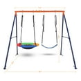 thumbnail image 2 of 45 Inch Saucer Swing with Frame for Kids Outdoor, 440lbs Saucer Swing Set with Heavy-Duty Metal A-Frame and Adjustable Ropes, Round Swing Sets for Backyard, Playground and Park, 2 Seat, 2 of 9