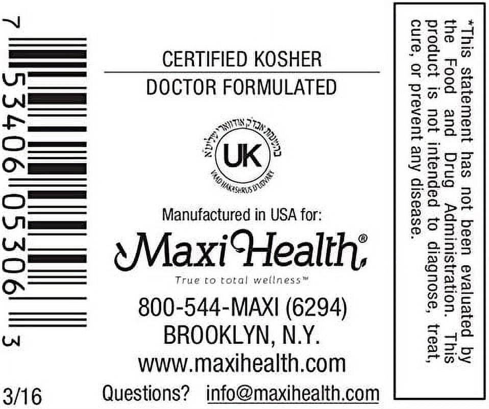 Maxi Health Two Complete Multivitamins & Minerals for Adults – Full Potency, 60 Capsules – Kosher, Energy, Immune & Overall Health Support