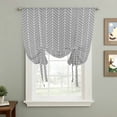 thumbnail image 2 of Grey Geometric Balloon Curtains for Windows, Bedroom Curtains 54 Inch Length, Modern Pure Color Abstract Striped Tie Up Curtains Panels Thermal Insulated Bathroom Curtains Window 42"x54", 2 of 8