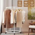 thumbnail image 3 of Auto Beyond Rolling clothes rack, freestanding indoor/outdoor garment stand with wheels, circular design, clothing storage rack, suitable for retail stores and bedrooms-White, 3 of 5