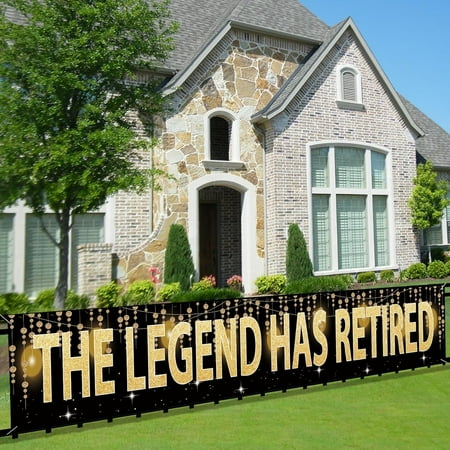 The Legend Has Retired Banner Backdrop, Retirement Party Supplies Decoration Favors Gift Banner for Women Men, Retirement Party Photo Booth Props Indoor Outdoor Decor