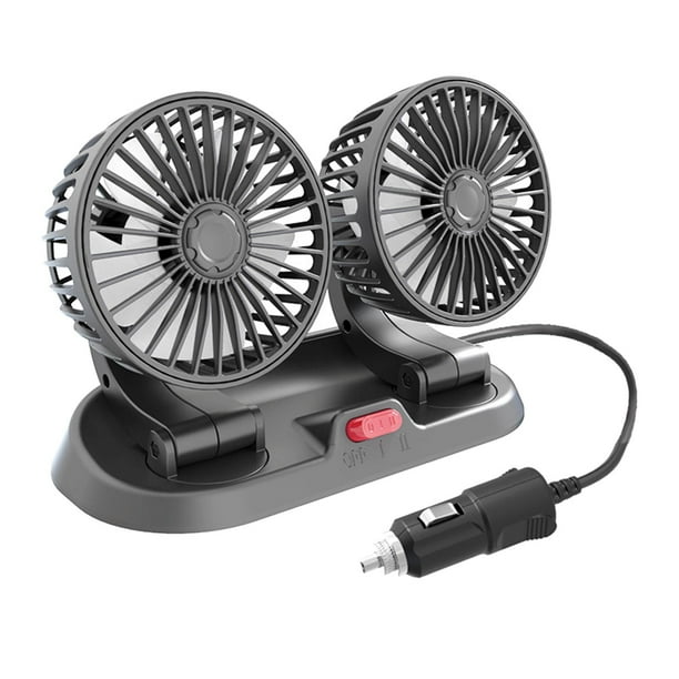 Ventilador de coche de doble cabezal ajustable de 360 grados, apto para vehículos recreativos USB