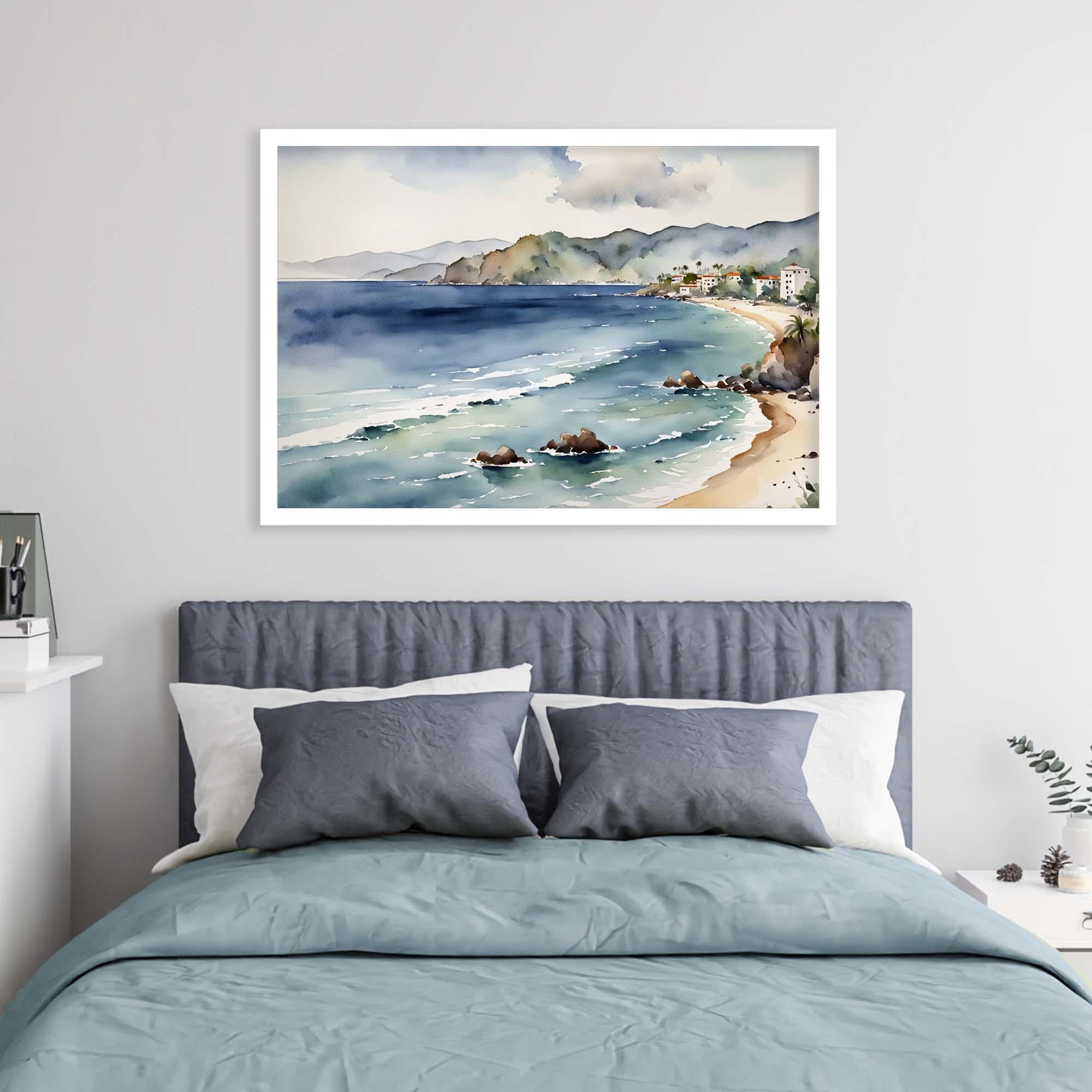 Puerto Vallarta Beach Art Print #Nc3 Jalisco Mexico Coastal Wall Art Seascape Travel Summer Vacation Scene Palm Trees