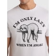thumbnail image 4 of Humor Men's and Big Men's Sloth Graphic Cotton Tee with Short Sleeves, Sizes S-3XL, 4 of 5