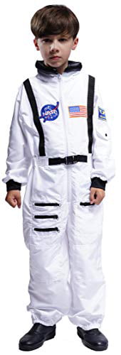 Maxim Party Supplies Kids Astronaut Costume Space Suit Onesie with Embroidered Patches and Pockets