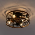 thumbnail image 4 of 18 Inch Caged Ceiling Fan with Lights Remote Control, Rustic Farmhouse Ceiling Fan with Light, Wooden Rings Framed Modern Small Bedroom Ceiling Fan (Flush Mount, Brown), 4 of 8