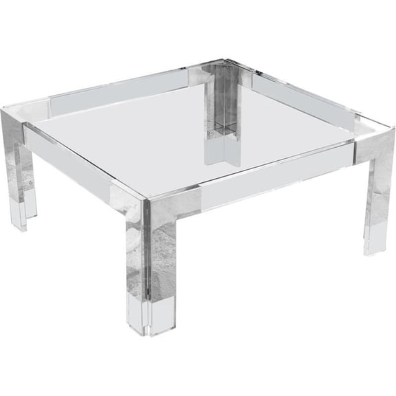 Maklaine Contemporary Squared Glass Top Coffee Table in Chrome