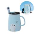 thumbnail image 2 of Cute Cat Mug Taza de café de cerámica con Kitty Cuchara de acero inoxidable, Hi ~ Novedad Taza de café Regalo para los amantes de los gatos Rosa (Rosa) Xemadio LKX-1447-1, 2 of 6