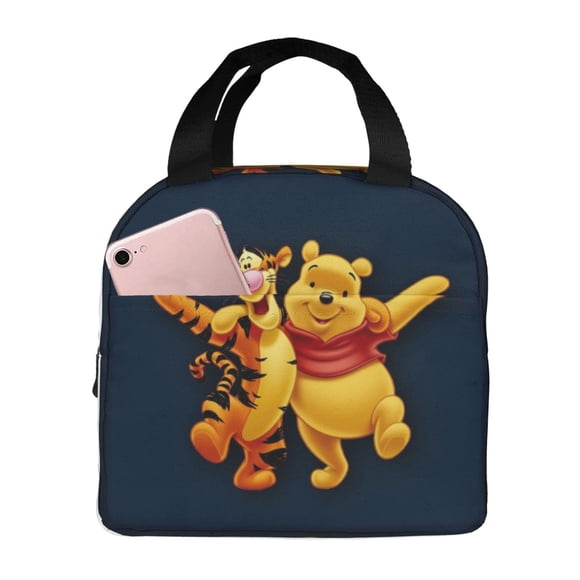 Cartoon Winnie The Poo Lunch Bag Pink Cactus Reusable Lunch Tote Insulated Cooler Lunch Box Handbag for School Office Picnic Travel Gifts