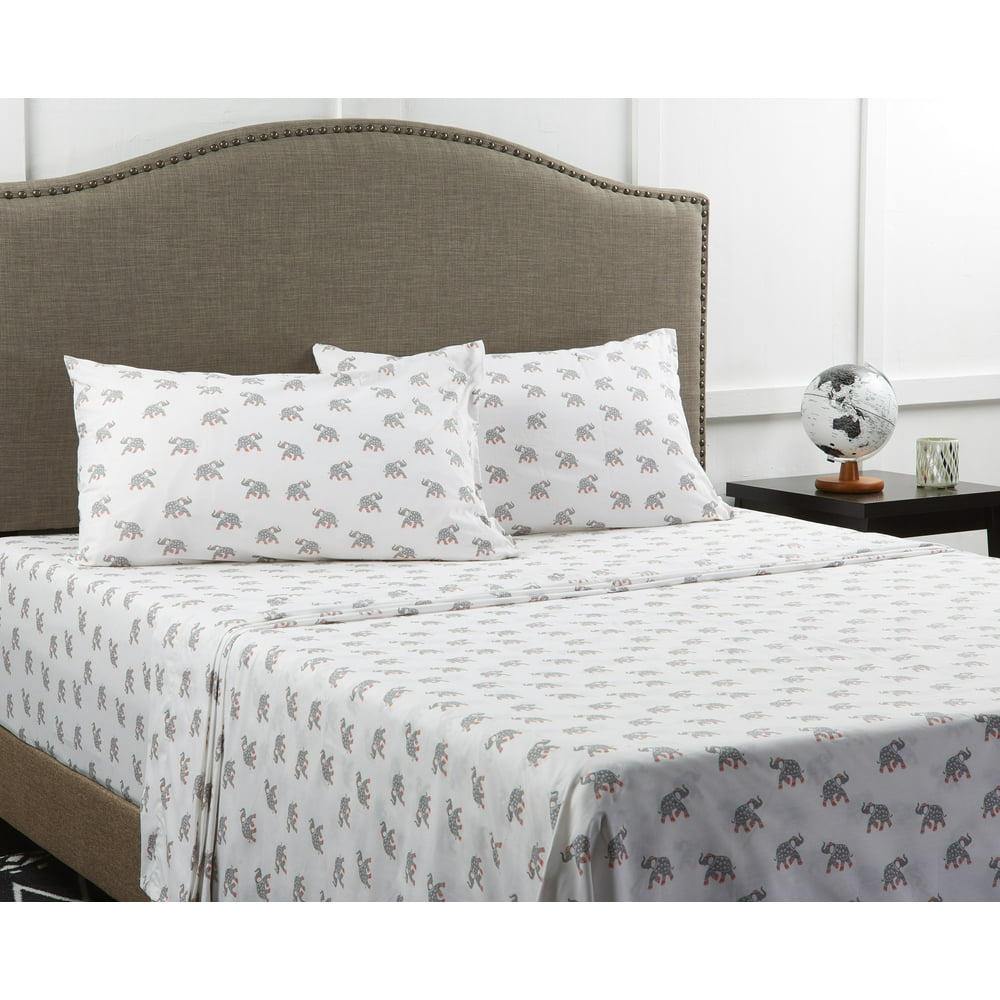 Mainstays 180 Thread Count Novelty Bedding Sheet Set, Multicolor, Queen
