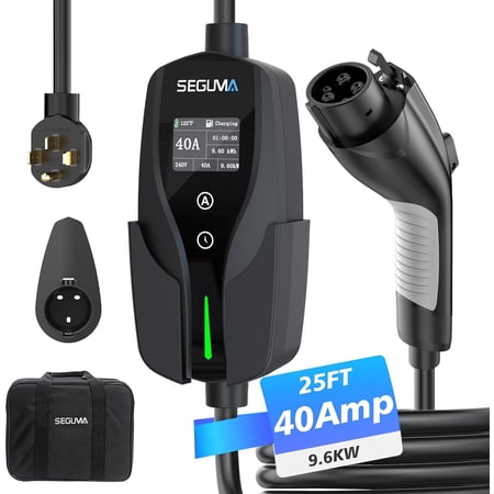 Level 2 EV Charger, 40Amp Electric Car Chargers 25FT Cable with NEMA 14-50 Plug, Adjustable Current, Timing Delay Electric Vehicle Chargers for J1772 BEVs/PHEVs 240V 9.6kW