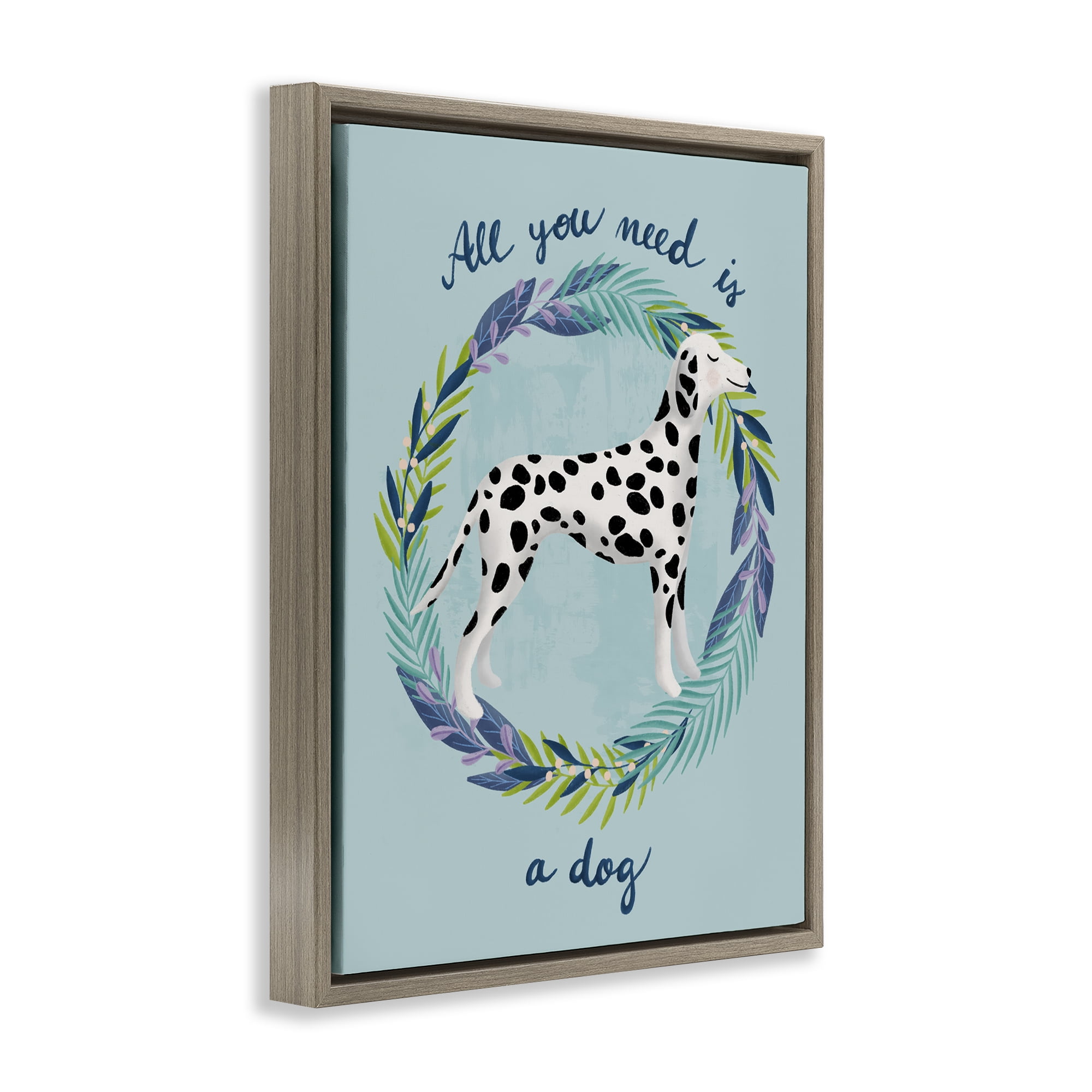 Stupell Industries All You Need Is A Dog Brown Framed Floater Canvas Wall Art, design by Metka Hiti