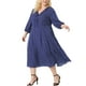thumbnail image 4 of Vestido de mujer de talla grande Agnes Orinda, de mangas largas, con escote en V y volantes, 4X, azul, 4 of 6