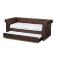 thumbnail image 4 of Baxton Studio Mabelle Brown Faux Leather Upholstered Daybed with Trundle, 4 of 10