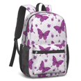 thumbnail image 2 of Butterfly and Floral Purple Pattern 17" School Backpacks for Teens,Waterproof Oxford Fabric,S-Shape Padded Straps for School,Travel,Hiking,Camping, 2 of 6