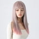 thumbnail image 3 of Peluca sintética recta con flequillo para mujer, pelo Natural largo, Cosplay colorido, resistente al calor, ombré, púrpura claro, rosa, 3 of 4