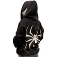 thumbnail image 1 of ORUYROP Chandail à Capuchon à Fermeture Éclair Intégrale à Imprimé Araignée, Veste à Capuchon Graphique à Lettres à Imprimé Araignée Y2k, Manteau de Survêtement Mode Gothique Punk Hip-Hop, 1 of 7