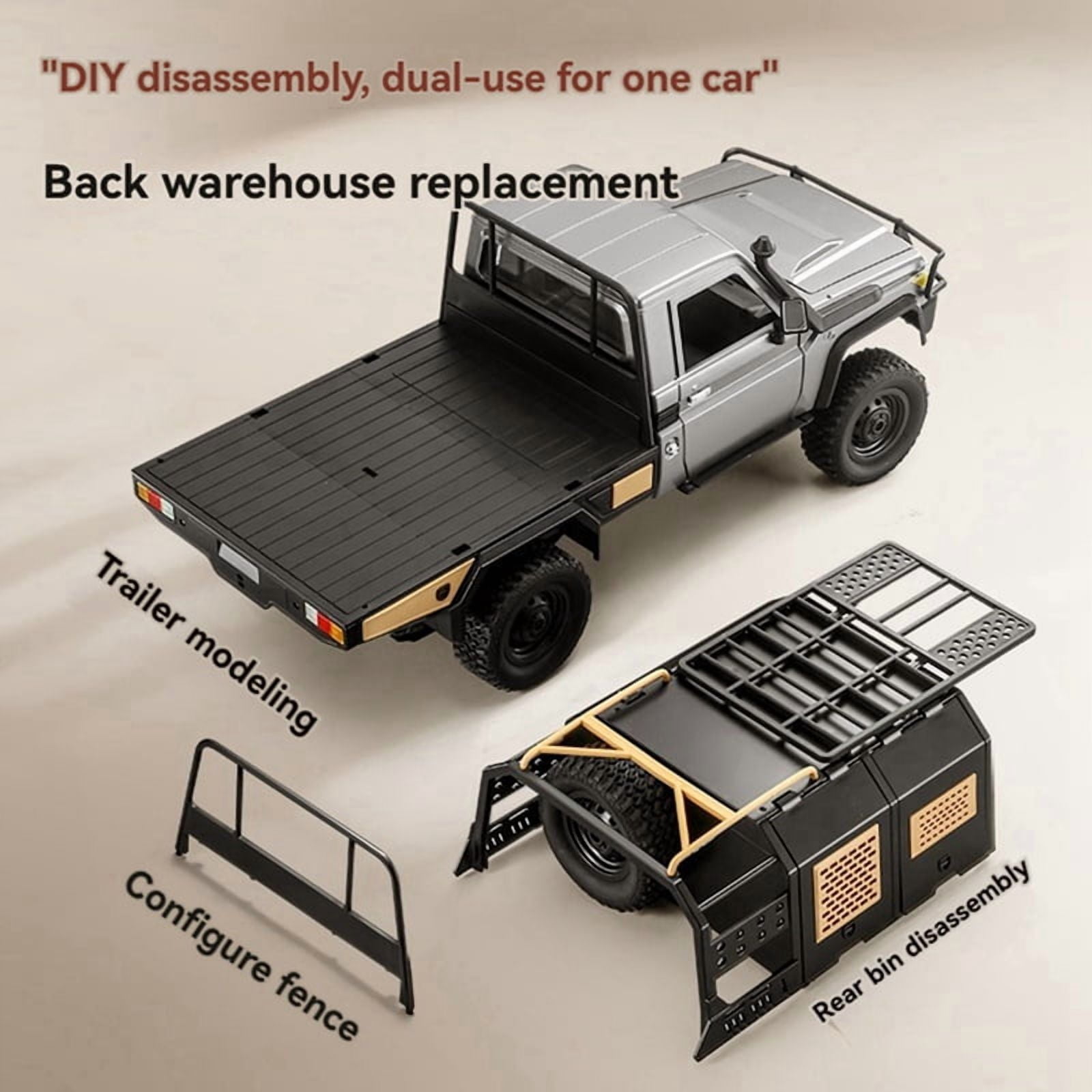 2.4G Full Scale Pickup Short Truck 4WD Climbing Car RC car Remote Control Toy for MN MODEL MN82S 1:12 black
