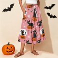 thumbnail image 2 of EANJE Halloween Womens Casual Elastic Waist Drawstring Midi Skirt Print Vacation Style A Line Flowy Skirt for Daily Wear Pink L, 2 of 4