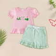 thumbnail image 2 of Xyant Toddler Baby Girl Golf Outfit Golf Embroidery Short Sleeve T-Shirt Plaid Shorts Set 2Pcs Infant Summer Clothes (Pink,6-12 Months), 2 of 3