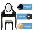 thumbnail image 5 of Topbuy Vanity Table Set w/ 360° Rotating Oval Mirror & Drawers Black, 5 of 10