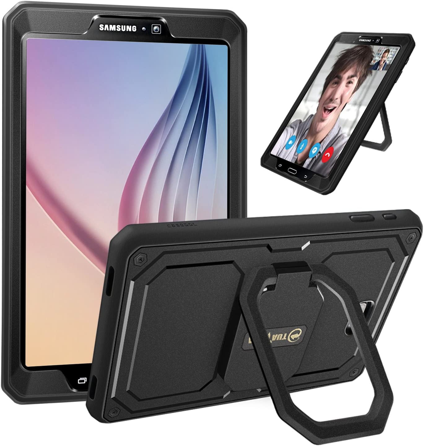 Per ongeluk Centraliseren Zachte voeten For Samsung Galaxy Tab A 10.1 NO S Pen SM-T580 2016 Release Case 360  Rotating Grip Stand Shockproof Cover Screen Protector - Walmart.com