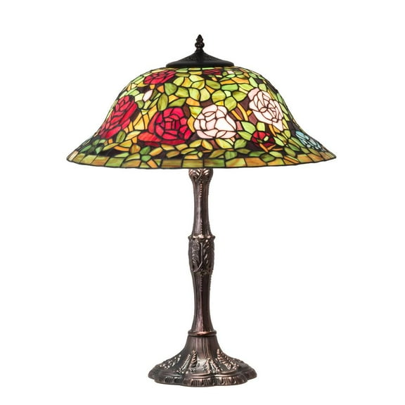 Meyda Lighting 26" High Tiffany Rosebush Table Lamp