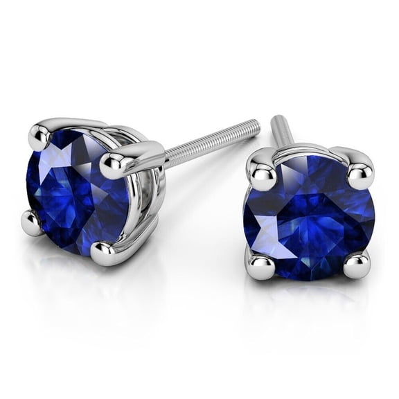1Ct Round Cut Lab Created Blue Sapphire Stud Earrings 14K White Gold Plated