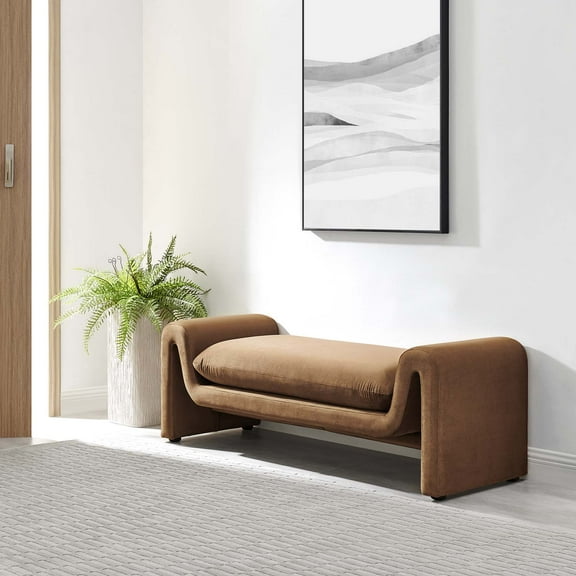 Modway Waverly Performance Velvet Bench in Brown