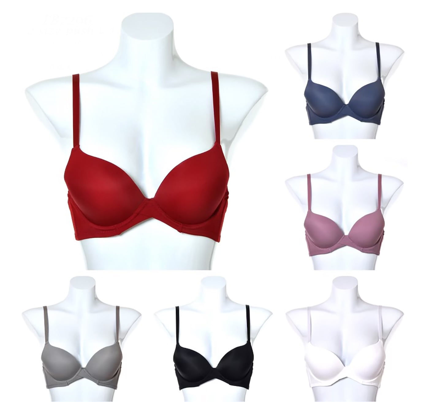 6 pcs Max Lift Power Wired Add 2 Cup Sizes T-Shirt Double Push Up Bra (38C)  