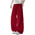 thumbnail image 1 of Ceisia Men's All-Season Solid Color Wide Gift Leg Pants Ice Silk Drape Fabric Elastic Waist Drawstring Pockets for Outdoor Casua l Daily, 1 of 6