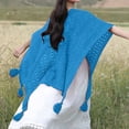thumbnail image 2 of Winter Scarf Shawl Wraps for Women Winter Knitted Cape Open Front Sweater with Tassels Scarves for Women Blue One Size, 2 of 4