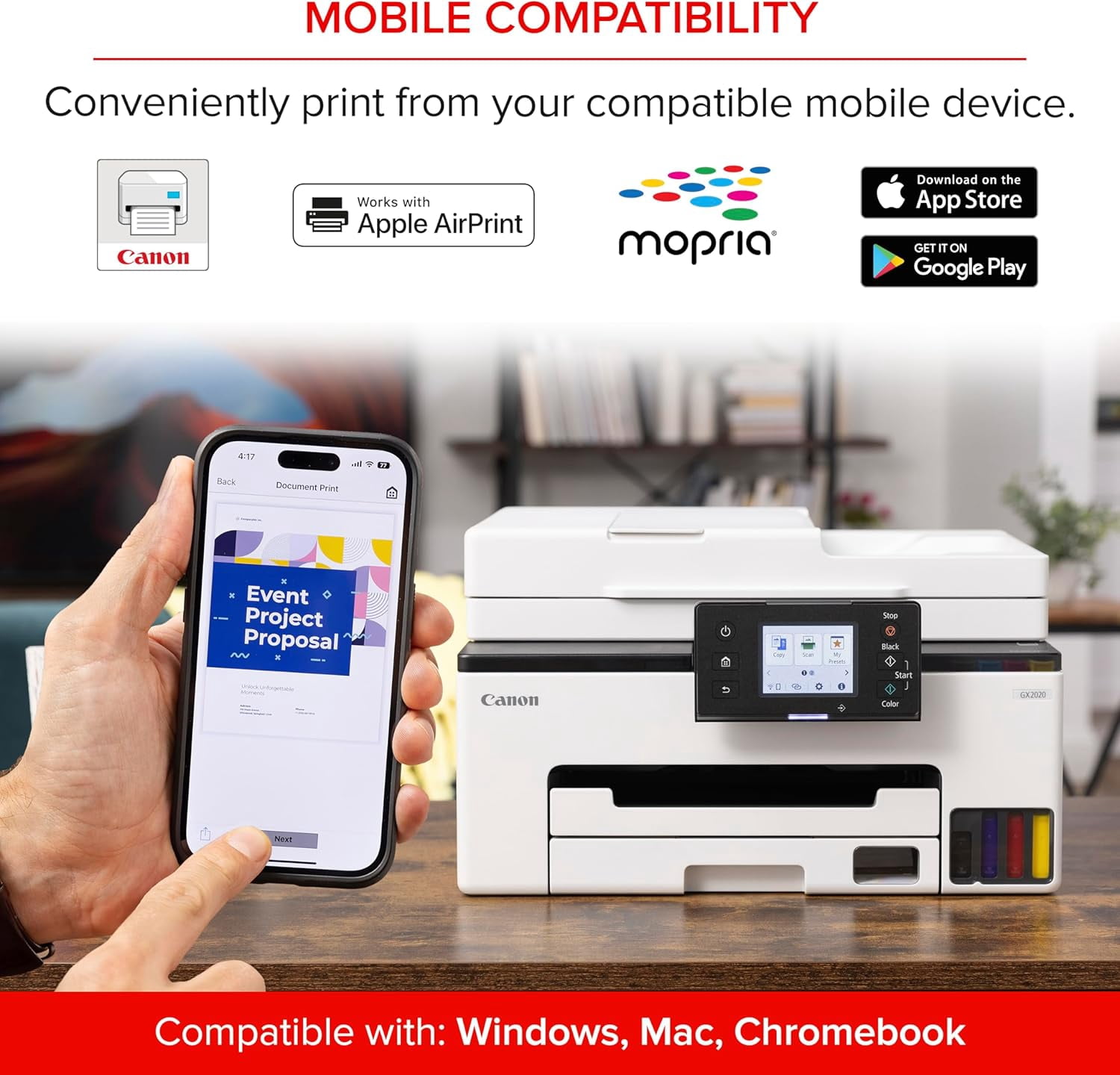Canon MAXIFY GX2020 MegaTank Wireless All-in-One Printer Bundle Print Scan Copy Fax with Cleaning Kit, Ethernet Cable (International Model)